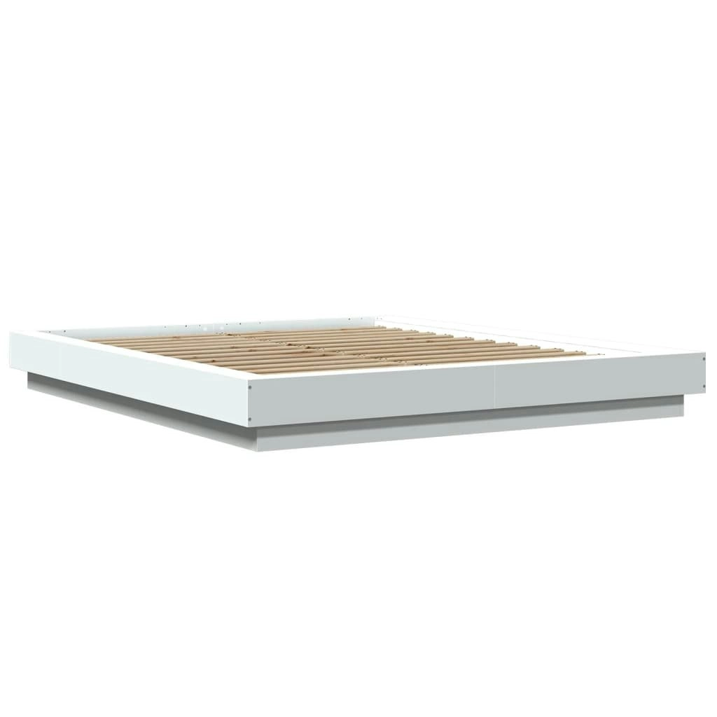 Bed Frame with LED Lights White 150x200 cm Engineered Wood 3281091