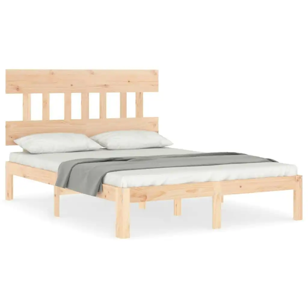 Bed Frame with Headboard 135x190 cm Solid Wood 3193571