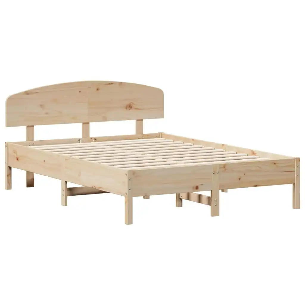 Bed Frame with Headboard 135x190 cm Solid Wood Pine 3207229