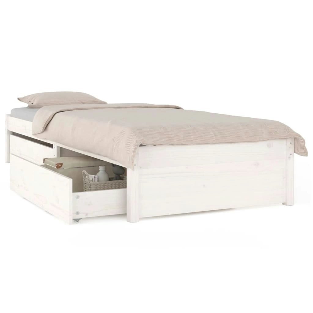 Bed Frame with Drawers White 92x187 cm Single Size 3103459