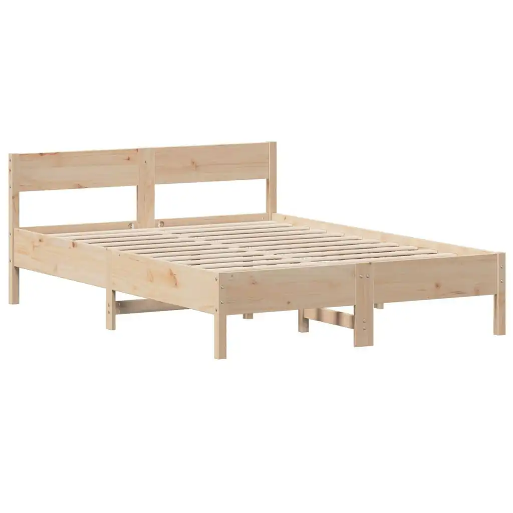 Bed Frame with Headboard 135x190 cm Solid Wood Pine 842770