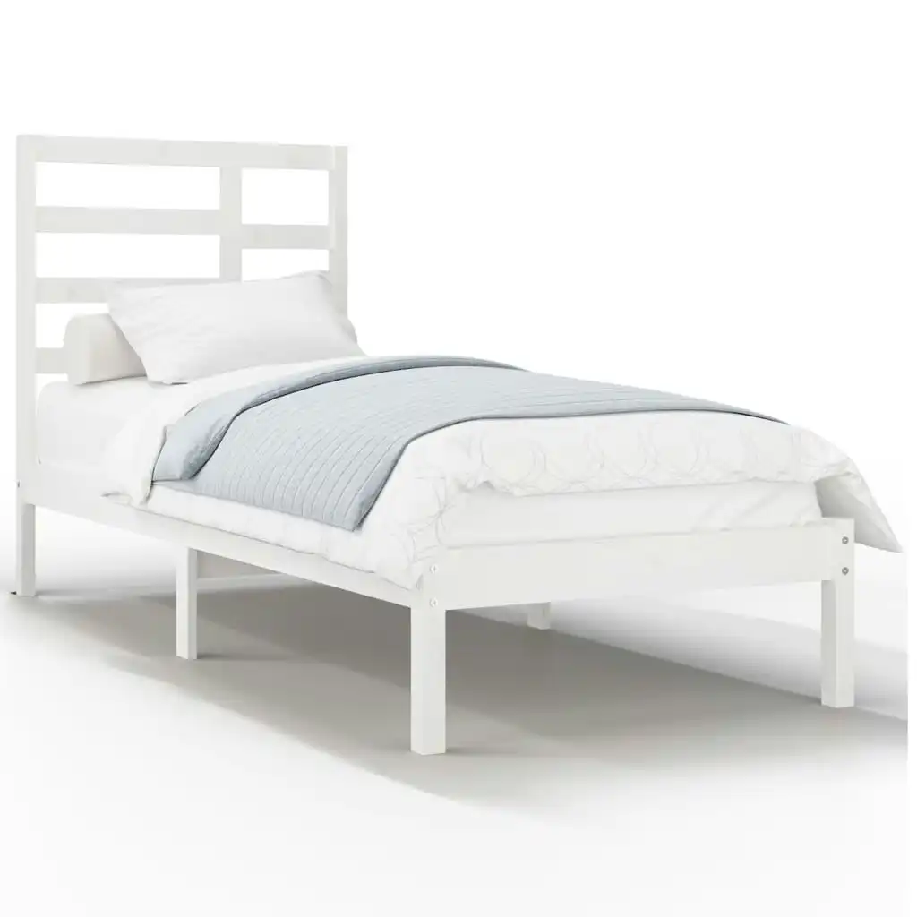 Bed Frame White Solid Wood 92x187 cm Single Size 3105761