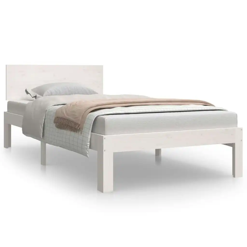 Bed Frame White Solid Wood 92x187 cm Single Size 810461