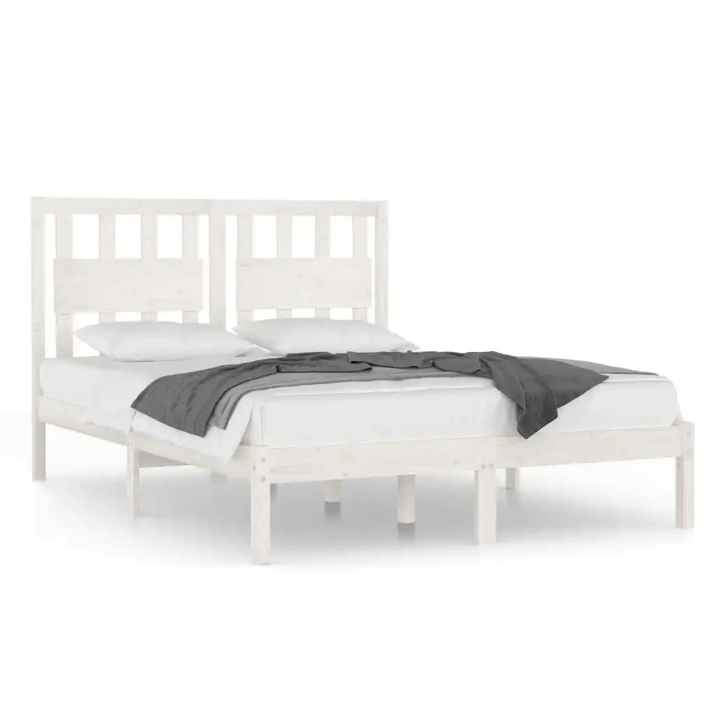 Bed Frame White Solid Wood Pine 183x203 cm King Size 3103949