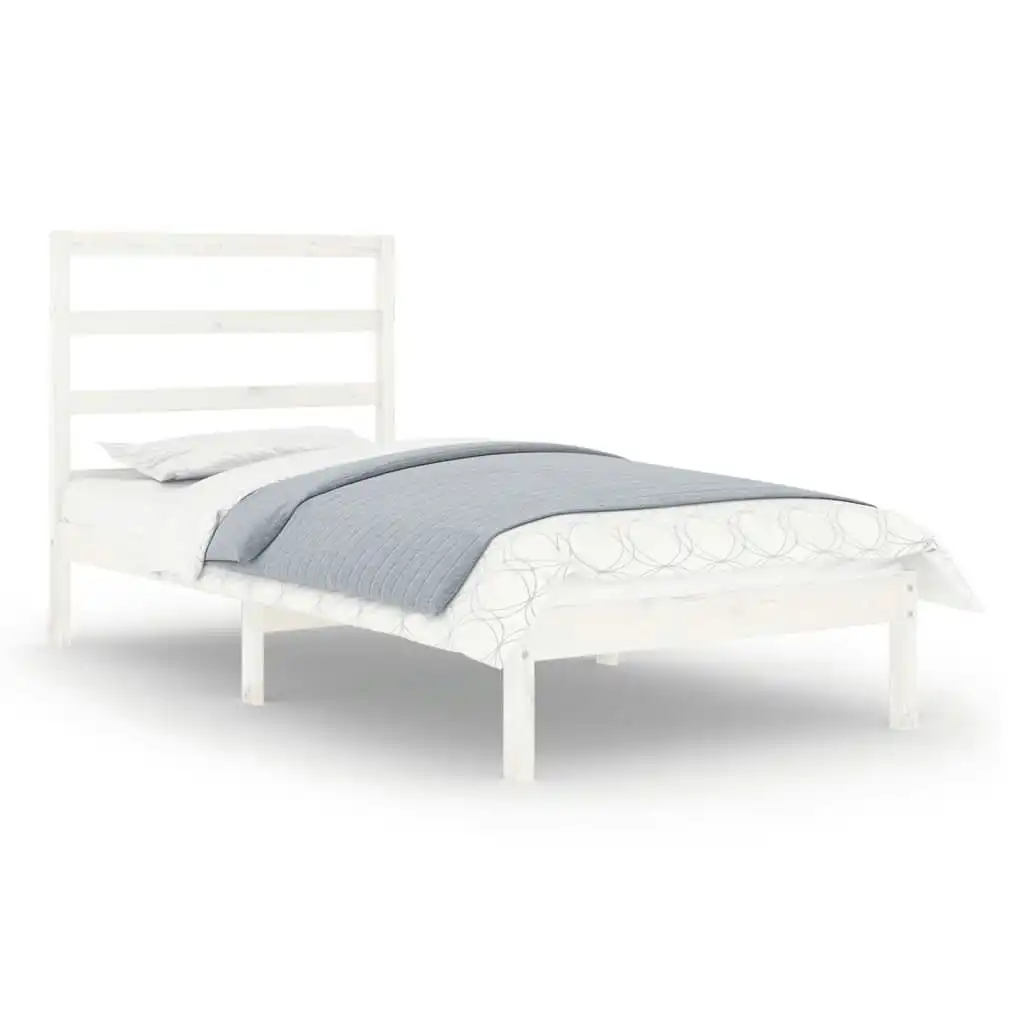 Bed Frame White Solid Wood 92x187 cm Single Size 3104899