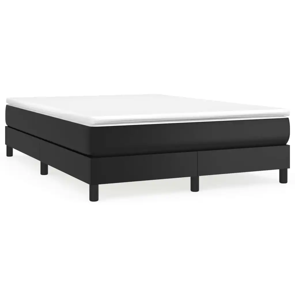 Box Spring Bed with Mattress Black 153x203 cm Queen Size Faux Leather 3144291