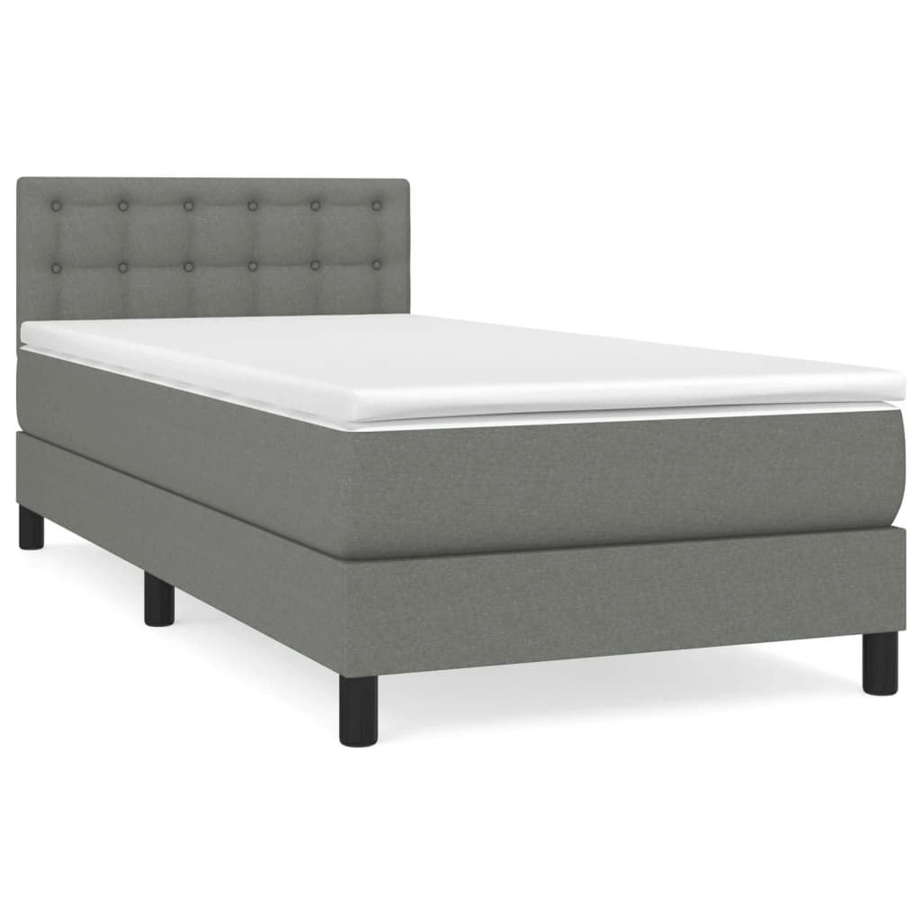 Box Spring Bed with Mattress Dark Grey 100x200 cm Fabric 3189207