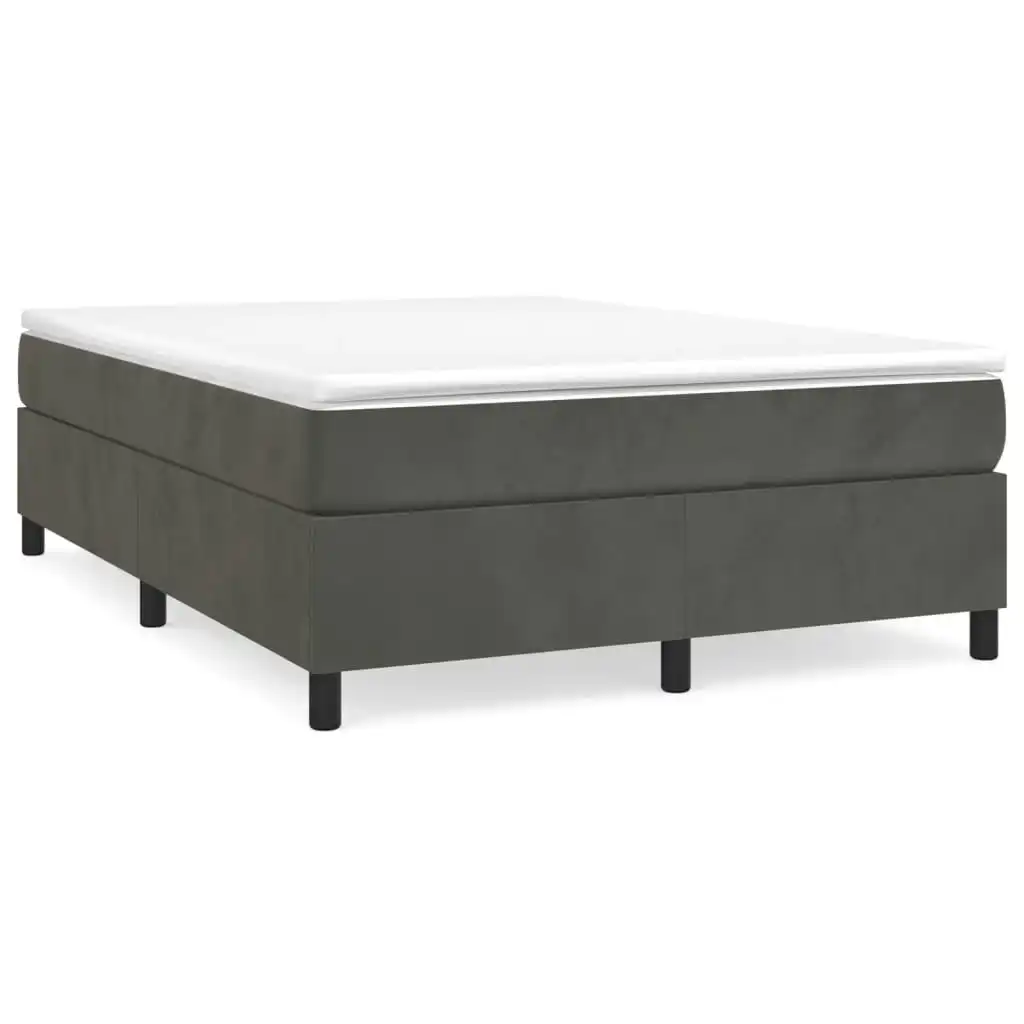 Box Spring Bed with Mattress Dark Grey 137x187 cm Double Size Velvet 3144712