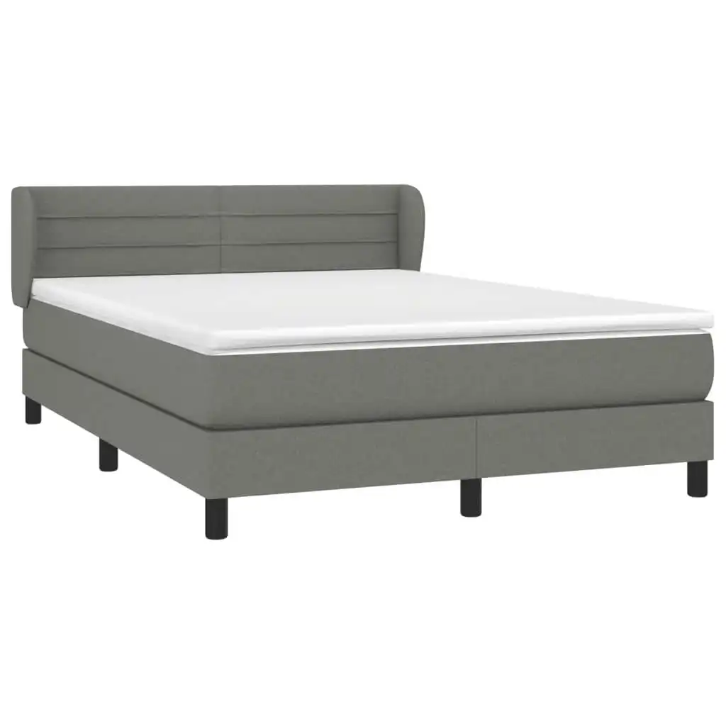 Box Spring Bed with Mattress Dark Grey 153x203 cm Queen Size Fabric 3283355