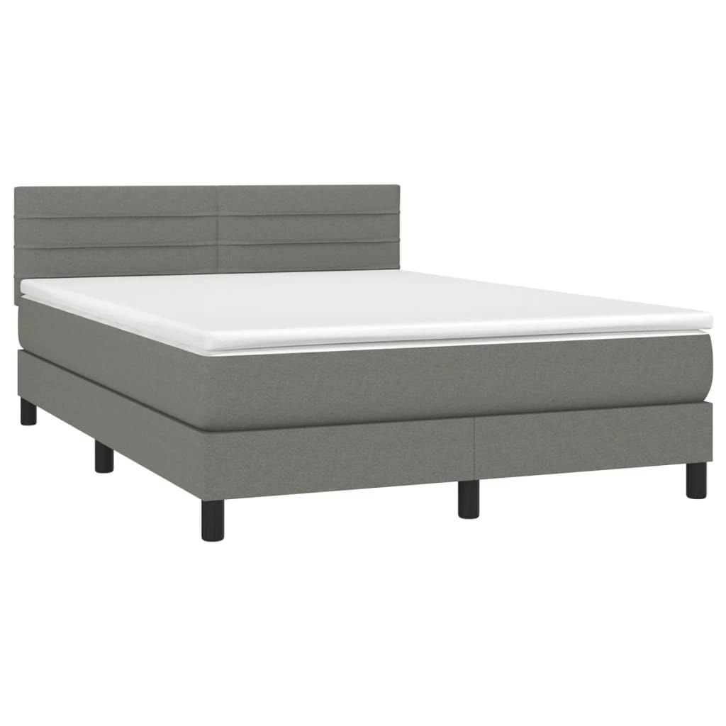 Box Spring Bed with Mattress Dark Grey 153x203 cm Queen Size Fabric 3283196