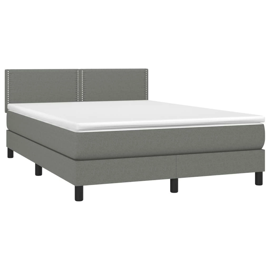 Box Spring Bed with Mattress&LED Dark Grey 153x203 cm Queen Size Fabric 3283275