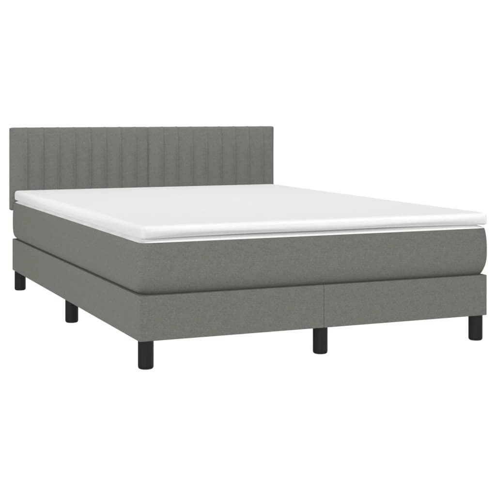 Box Spring Bed with Mattress Dark Grey 153x203 cm Queen Size Fabric 3283198