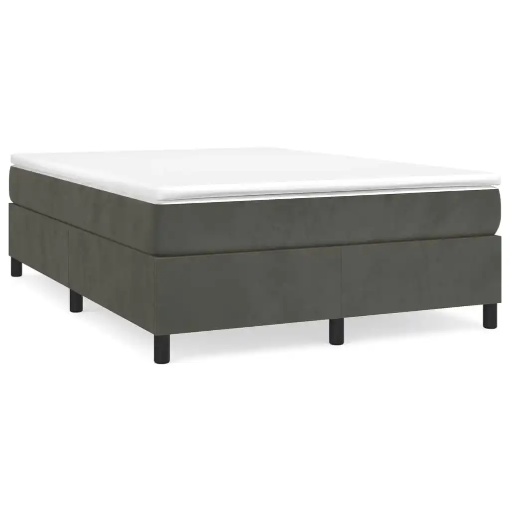 Box Spring Bed with Mattress Dark Grey 153x203 cm Queen Size Velvet 3144715