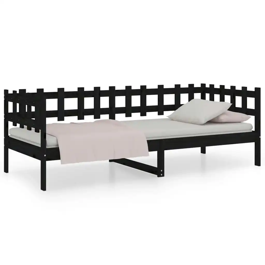 Day Bed Black 92x187 cm Single Size Solid Wood Pine 820765