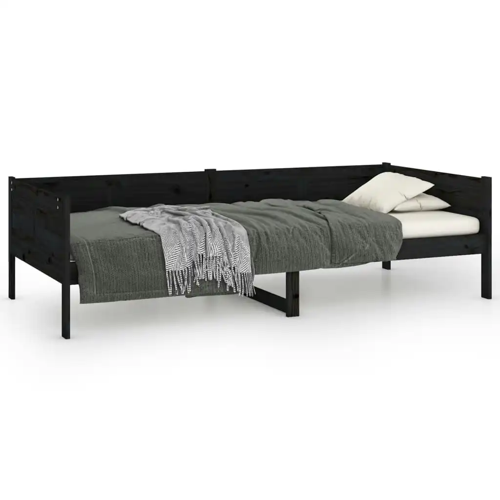 Day Bed Black Solid Wood Pine 92x187 cm Single Size 820251