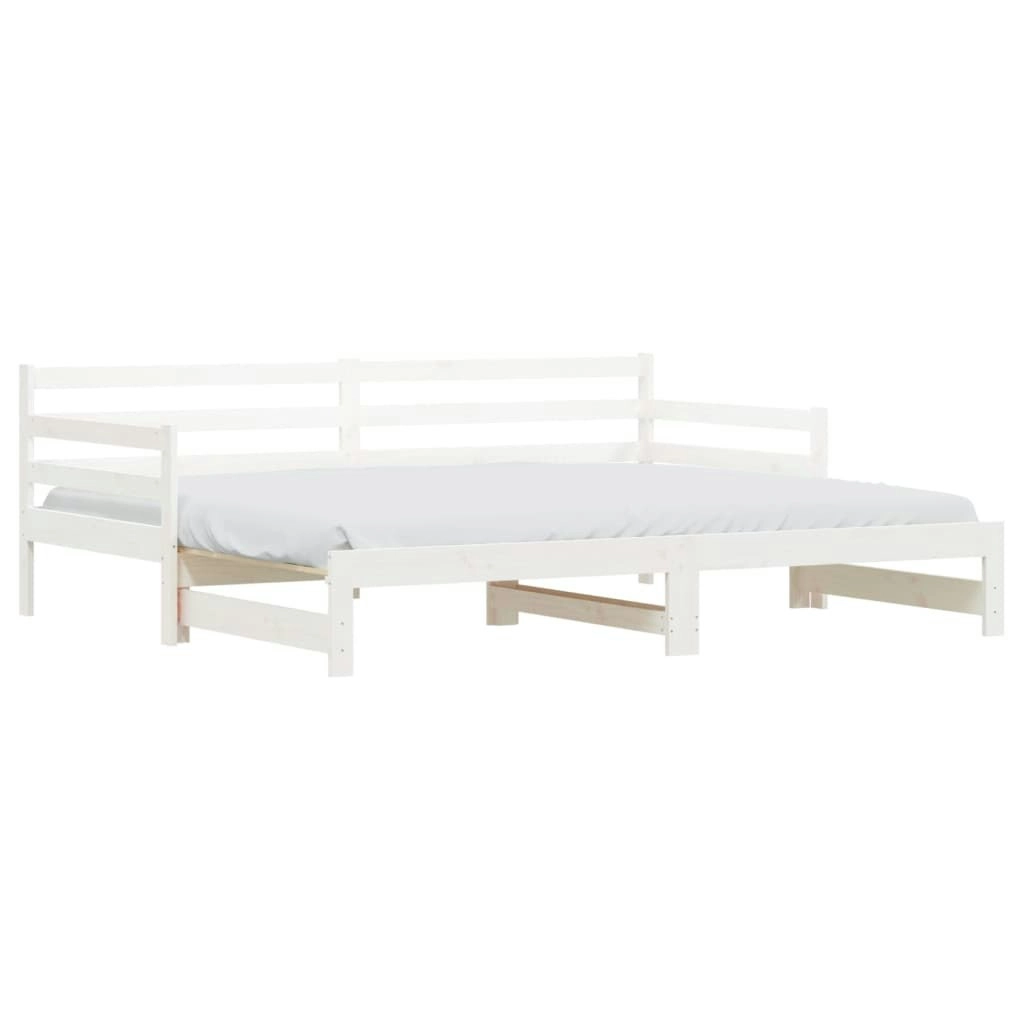 Daybed with Trundle White 92x187 cm Single Size Solid Wood Pine 836154