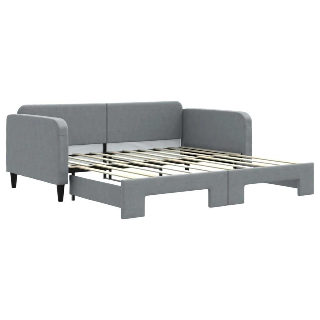 Daybed with Trundle Light Grey 92x187 cm Single Size Fabric 3196826