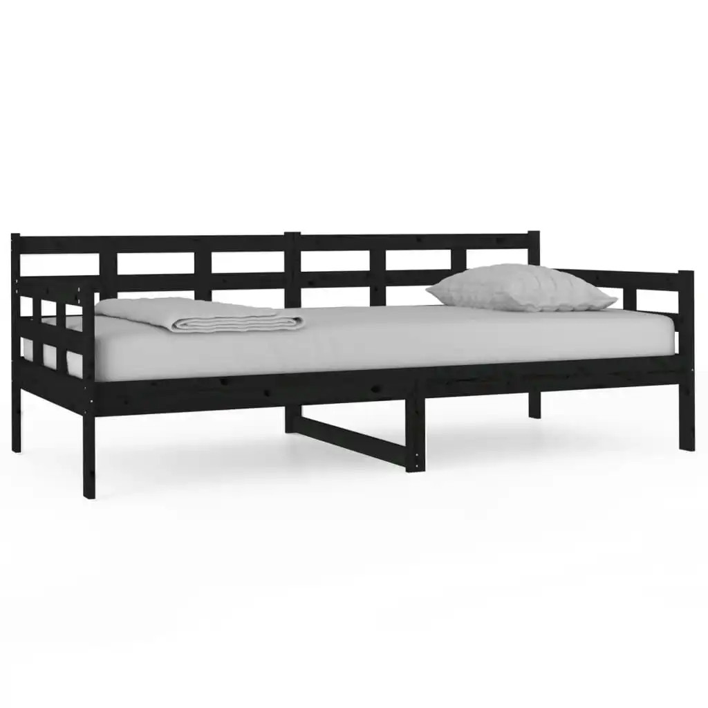 Day Bed Black Solid Wood Pine 92x187 cm Single Size 820371