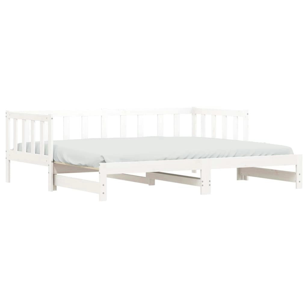 Day Bed with Trundle White 92x187 cm Single Size Solid Wood Pine 836163