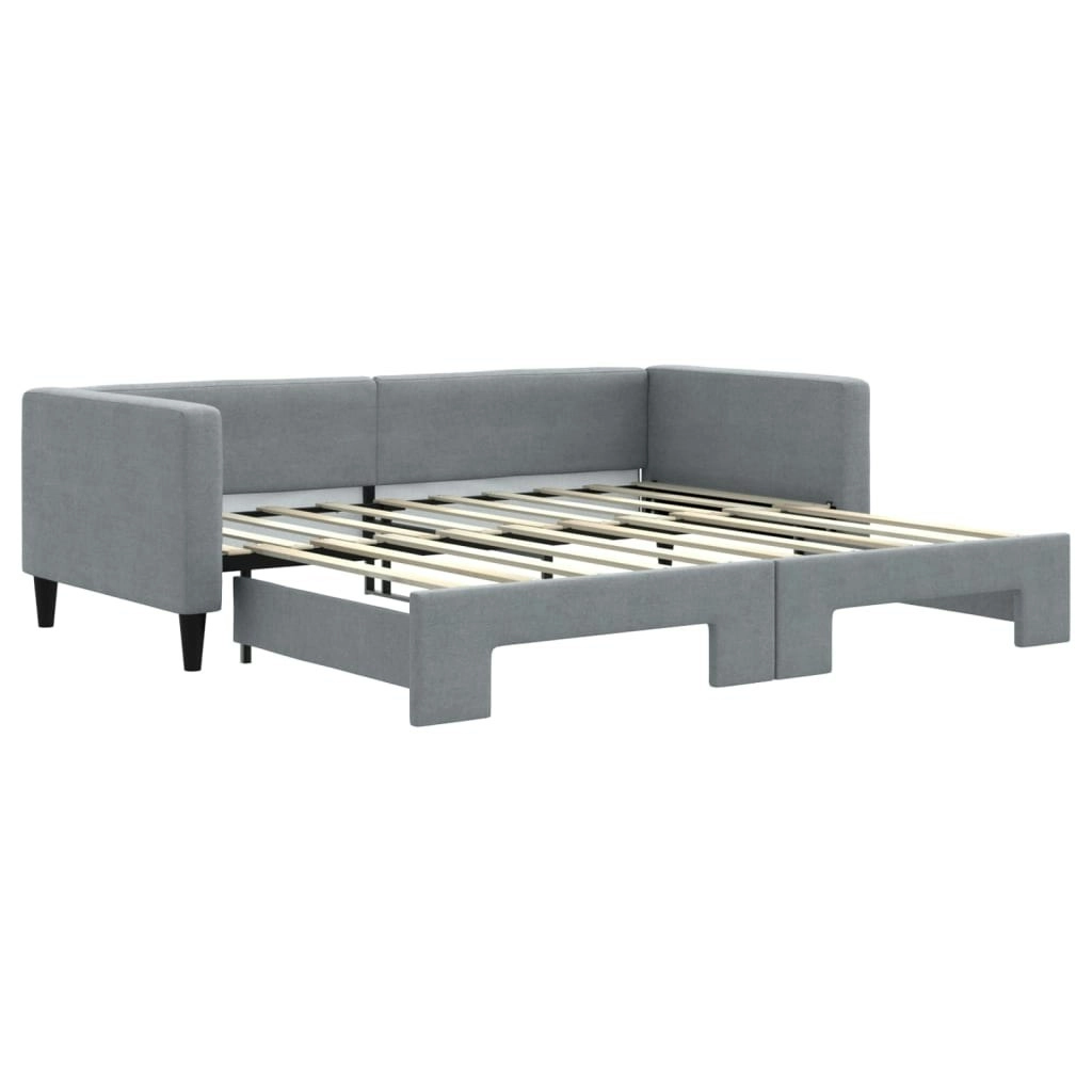 Daybed with Trundle Light Grey 90x190 cm Fabric 3196588