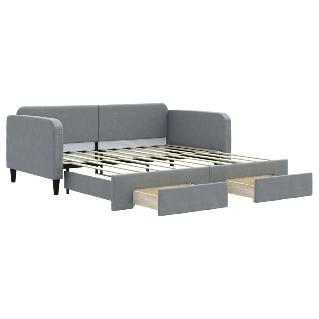 Daybed with Trundle&Drawers without Mattress Light Grey 90x190 cm 3196862