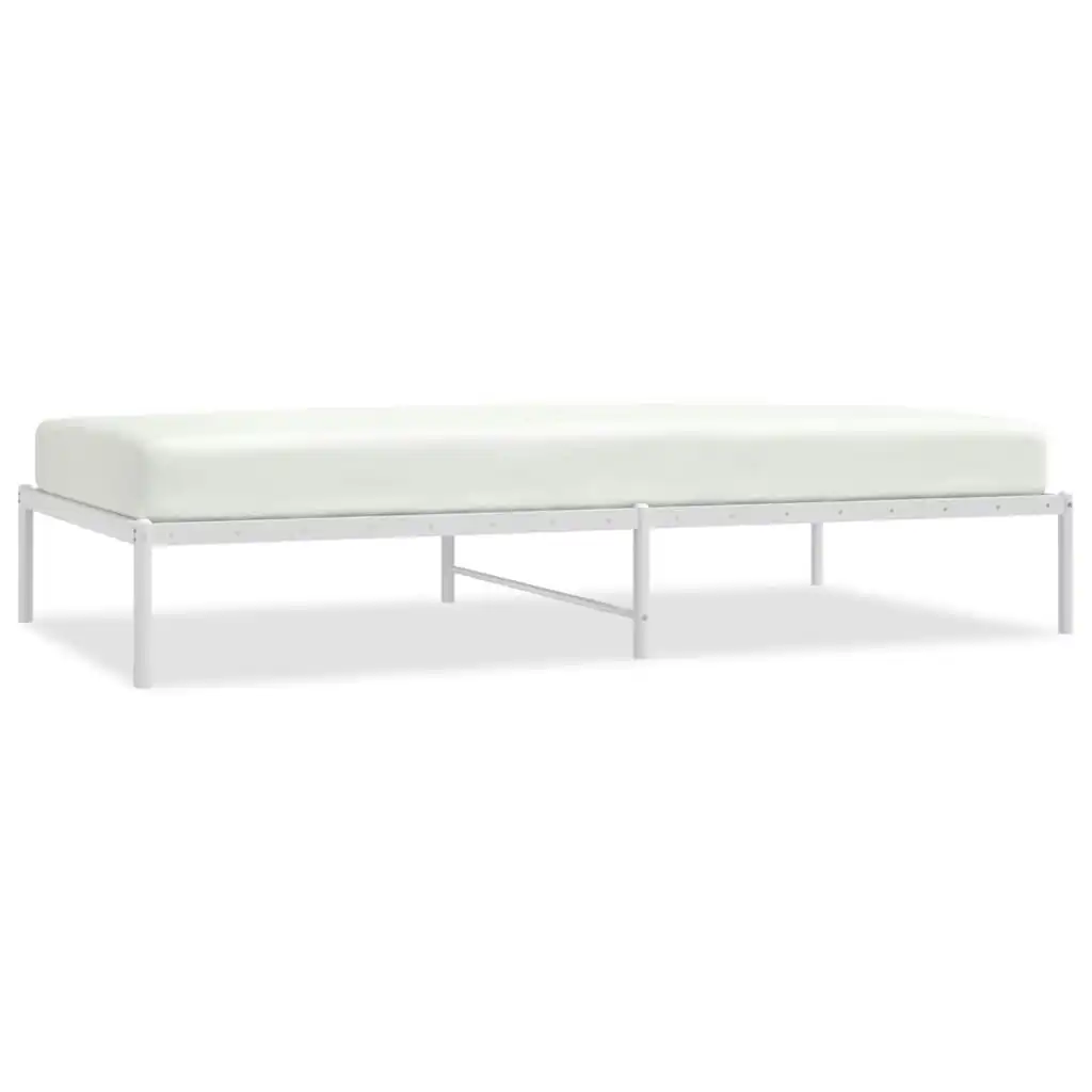 Metal Bed Frame White 107x203 cm 350909