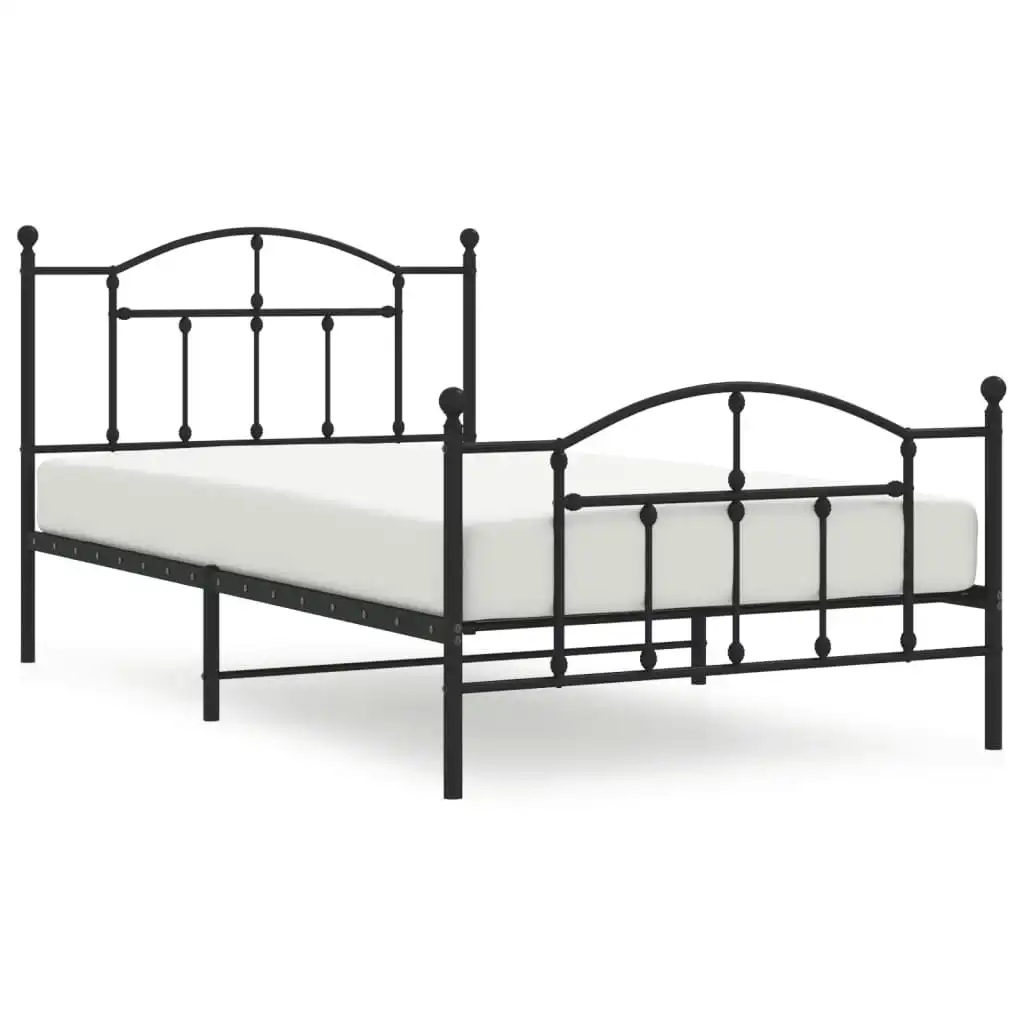 Metal Bed Frame with Headboard and Footboard Black 106x203 cm King Single Size 353453