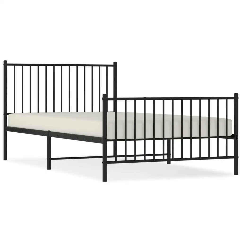 Metal Bed Frame with Headboard and Footboard Black 107x203 cm 350878