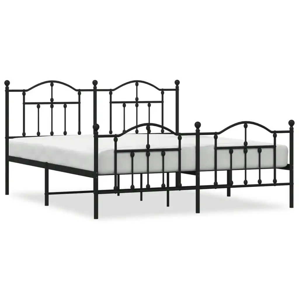 Metal Bed Frame with Headboard and Footboard Black 183x203 cm King 353461