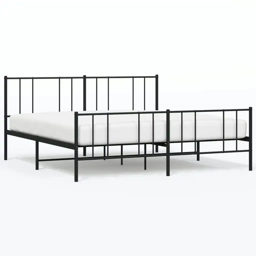 Metal Bed Frame with Headboard and Footboard Black 183x203 cm King Size 352502