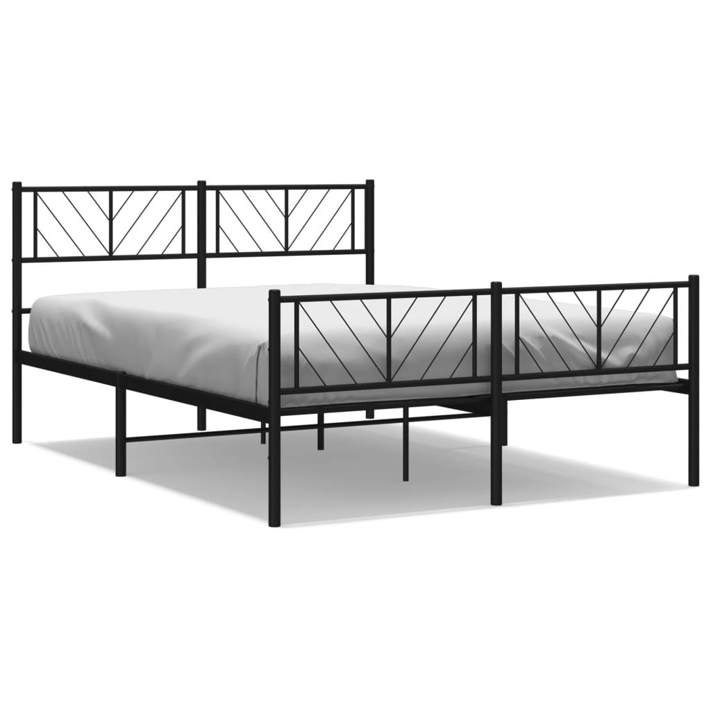 Metal Bed Frame without Mattress with Footboard Black 135x190 cm 372196