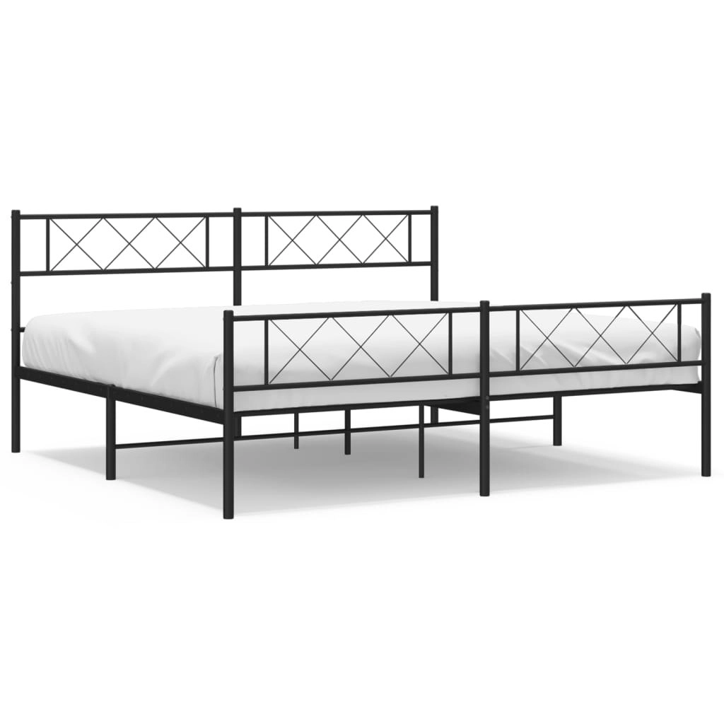 Metal Bed Frame without Mattress with Footboard Black 183x203 cm King 372299