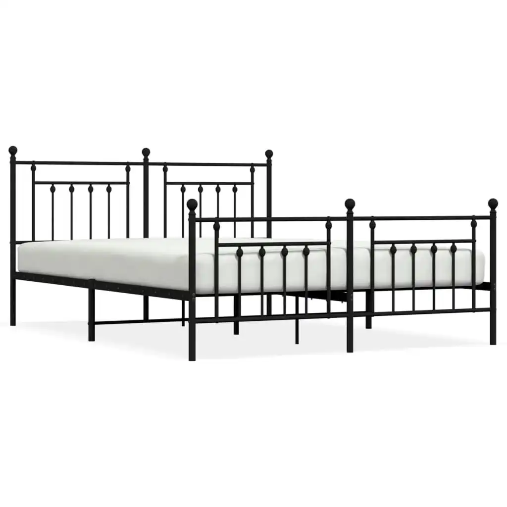 Metal Bed Frame with Headboard and Footboard Black 183x203 cm King Size 353559