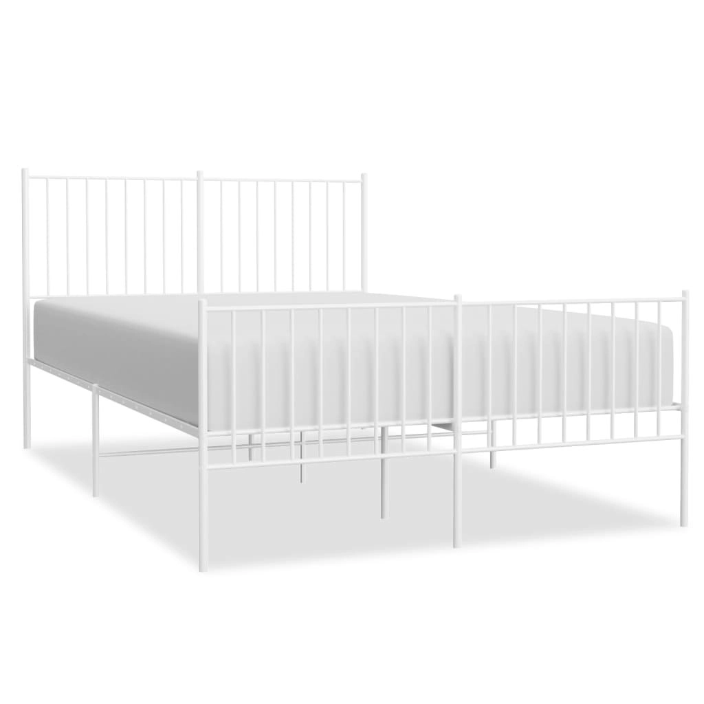 Metal Bed Frame with Headboard and Footboard White 137x187 cm Double 350948