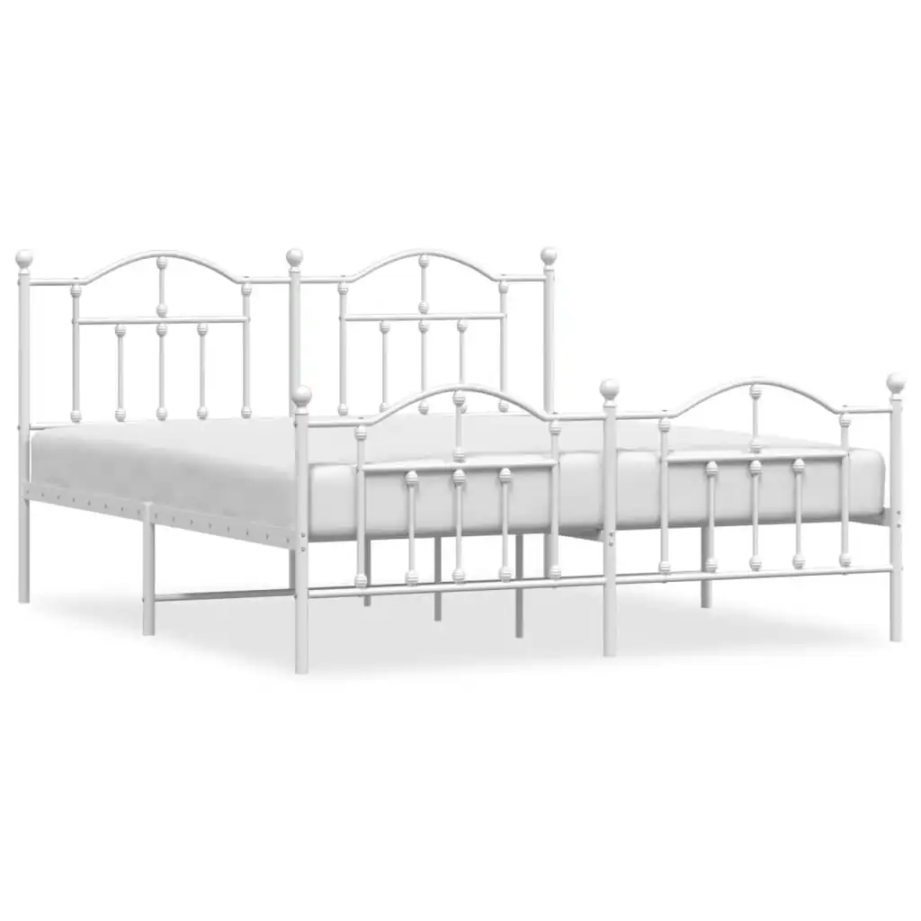 Metal Bed Frame with Headboard and Footboard White 183x203 cm King 353510