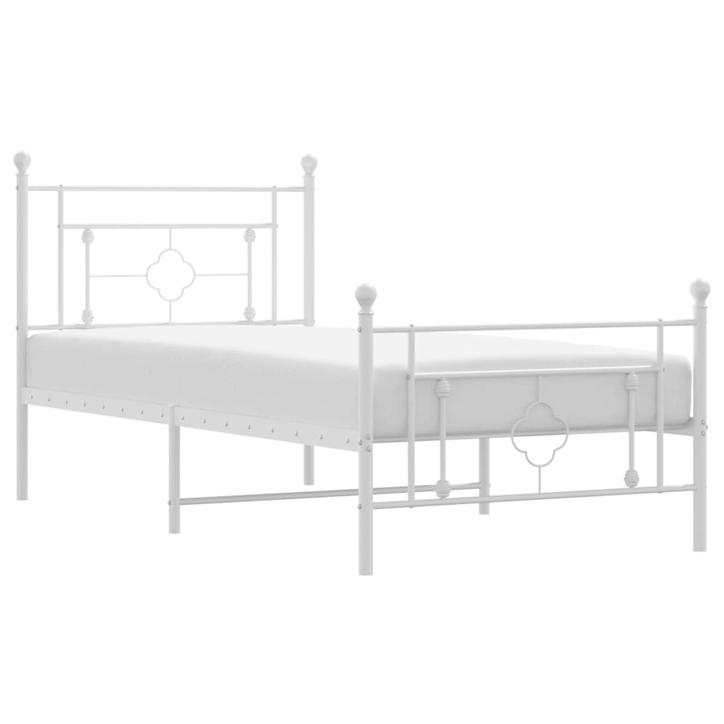 Metal Bed Frame without Mattress with Footboard White 90x190 cm 374398