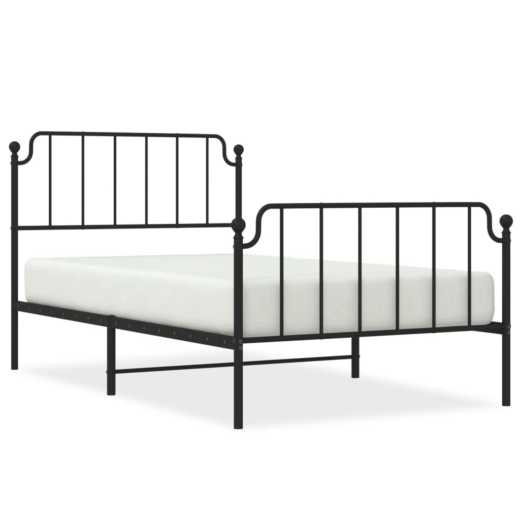 Metal Bed Frame without Mattress with Footboard??Black 107x203 cm King Single 373901