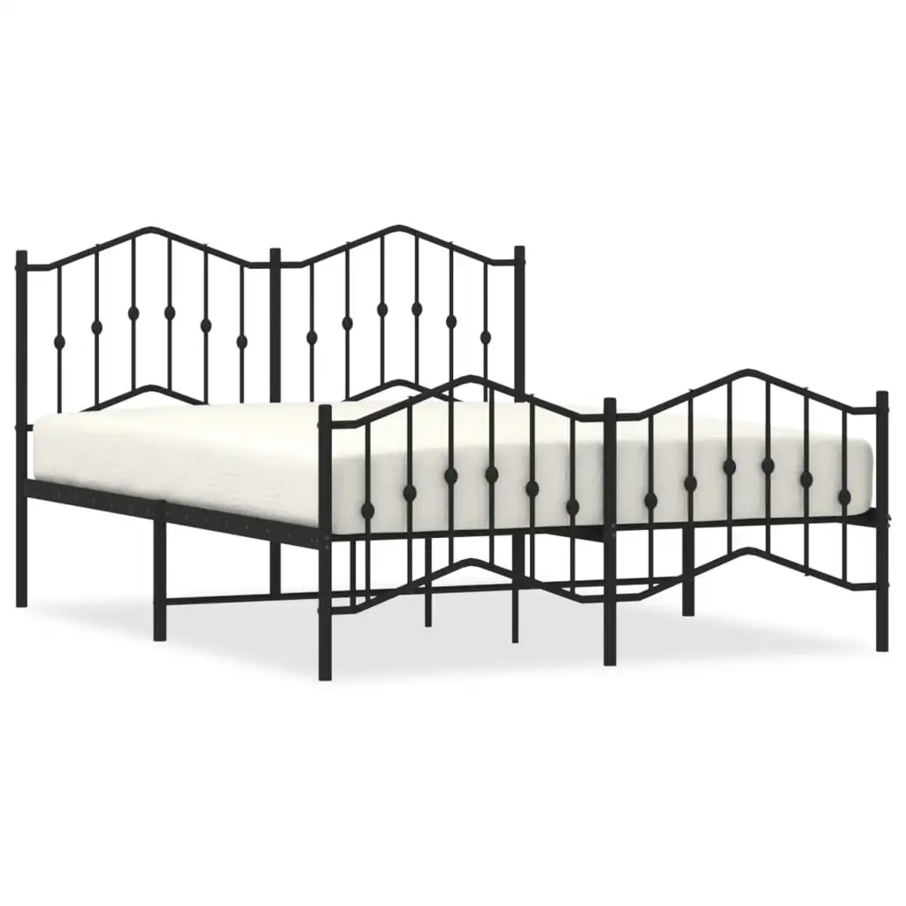 Metal Bed Frame with Headboard and FootboardÂ Black 135x190 cm 373806