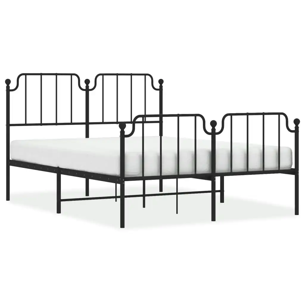 Metal Bed Frame with Headboard and FootboardÂ Black 135x190 cm 373904