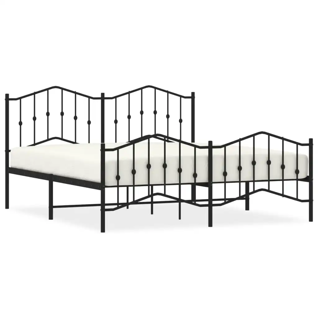 Metal Bed Frame with Headboard and FootboardÂ Black 183x203 cm King Size 373811