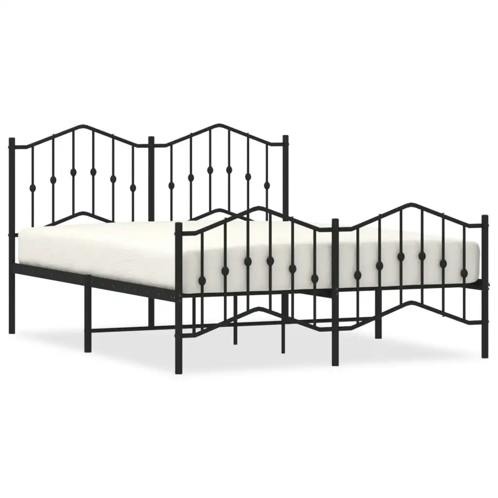 Metal Bed Frame with Headboard and FootboardÂ Black 150x200 cm 373809