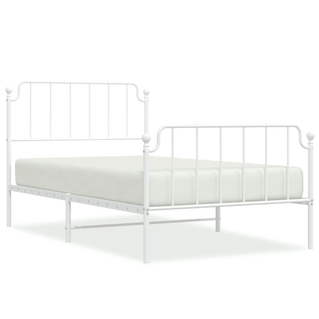 Metal Bed Frame without Mattress with Footboard??White 107x203 cm King Single 373950