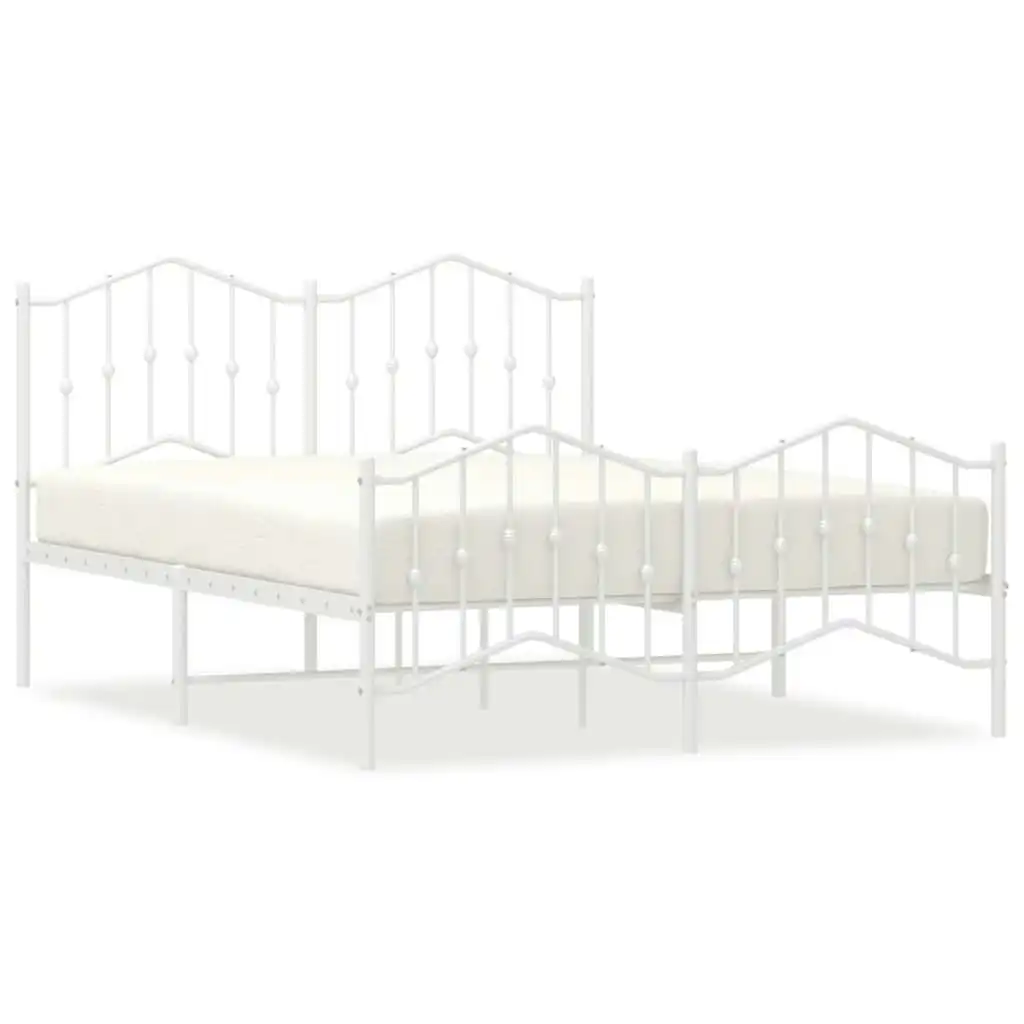 Metal Bed Frame with Headboard and FootboardÂ White 150x200 cm 373858