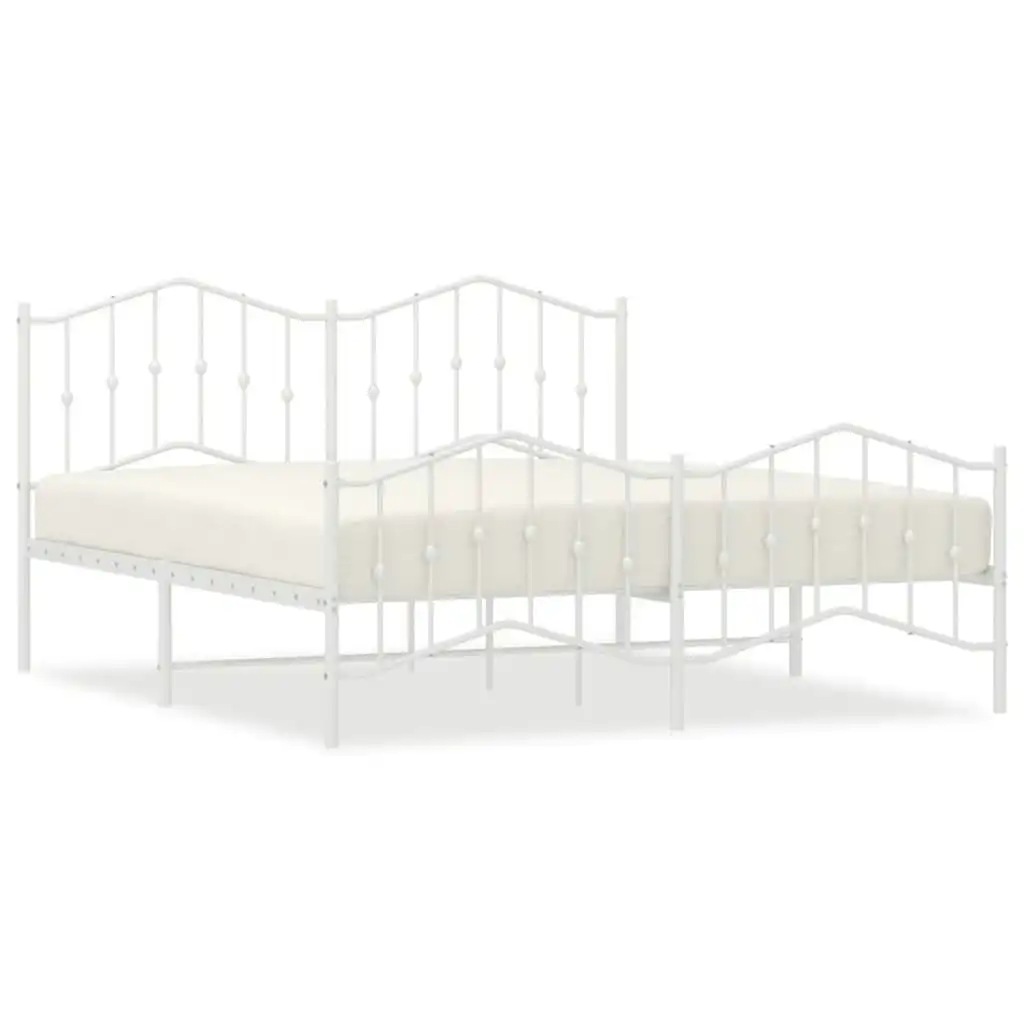 Metal Bed Frame with Headboard and FootboardÂ White 183x203 cm King Size 373860