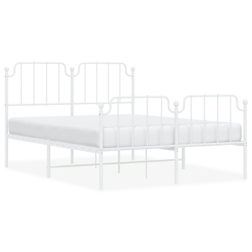 Metal Bed Frame with Headboard and FootboardÂ White 150x200 cm 373956