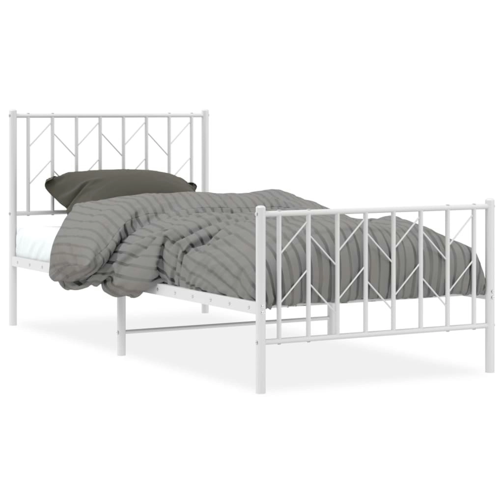 Metal Bed Frame with Headboard and FootboardÂ White 90x190 cm 374496