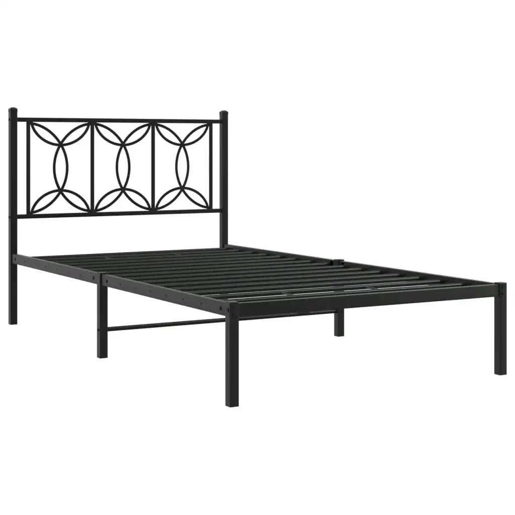 Metal Bed Frame with Headboard Black 106x203 cm King Single Size 376124