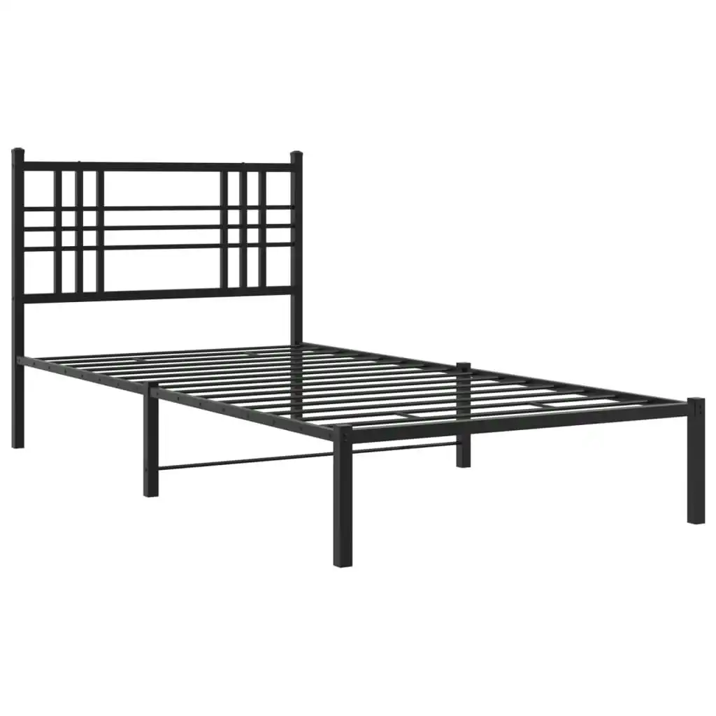 Metal Bed Frame with Headboard Black 106x203 cm King Single Size 376320