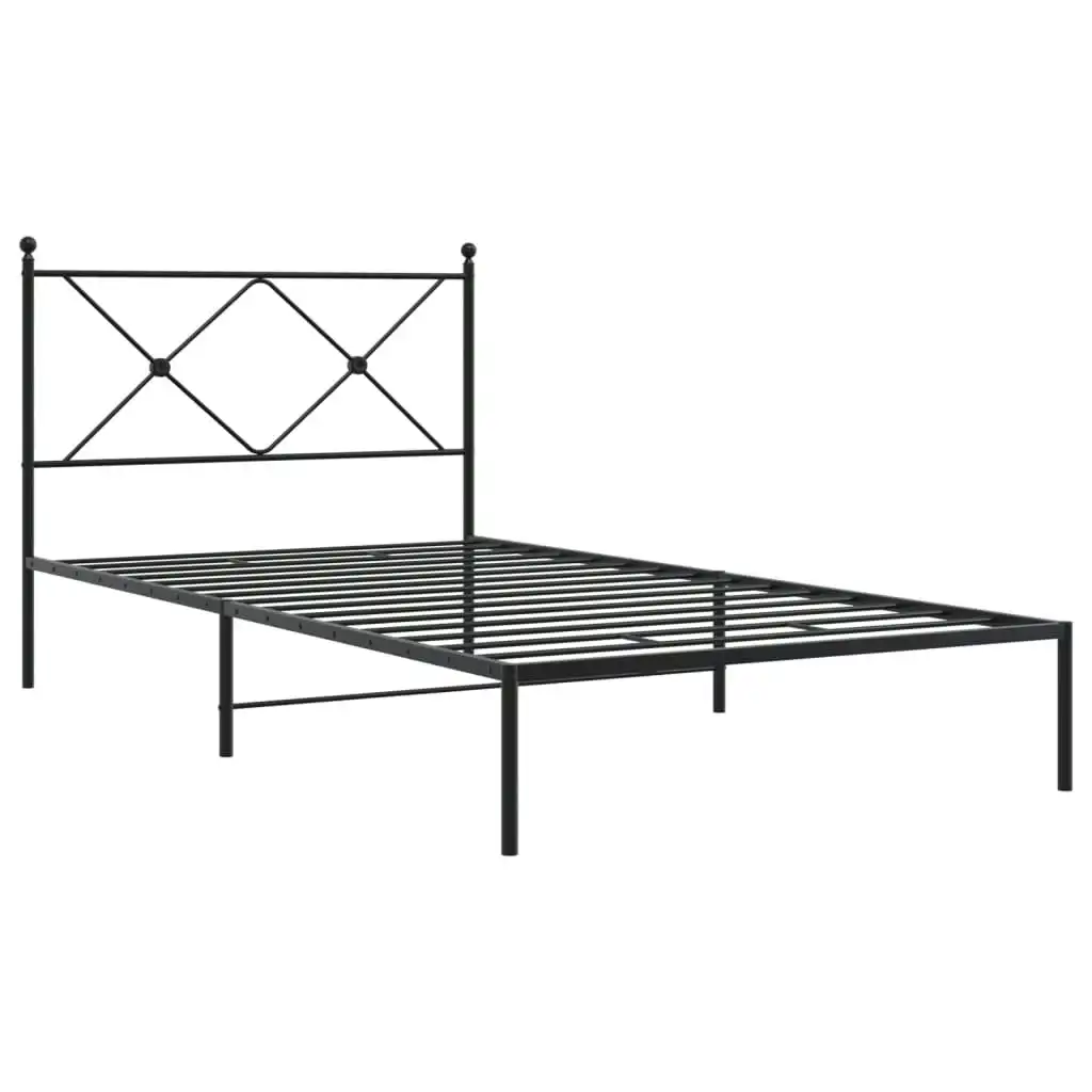 Metal Bed Frame with Headboard Black 106x203 cm King Single Size 376498