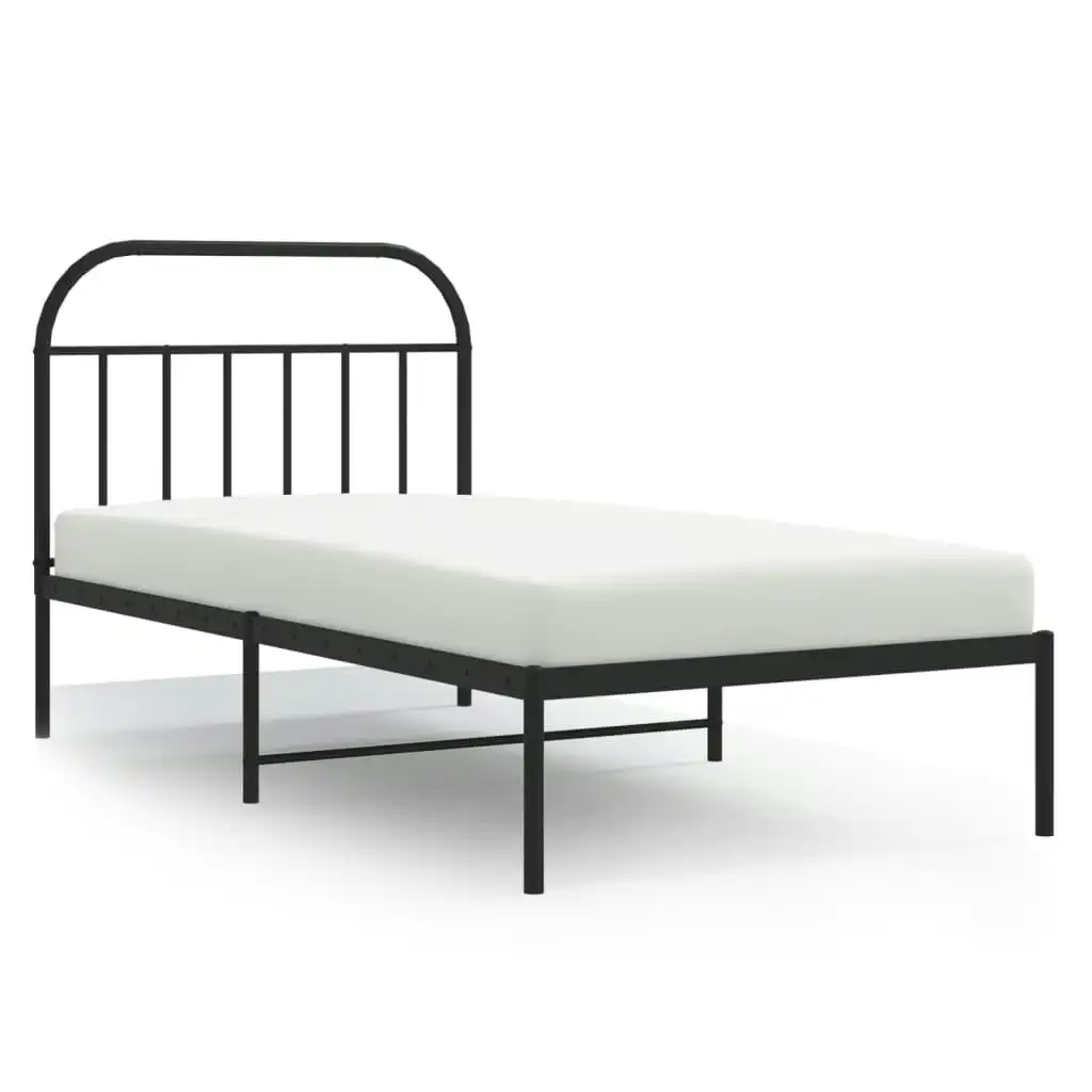 Metal Bed Frame with Headboard Black 107x203 cm 353631